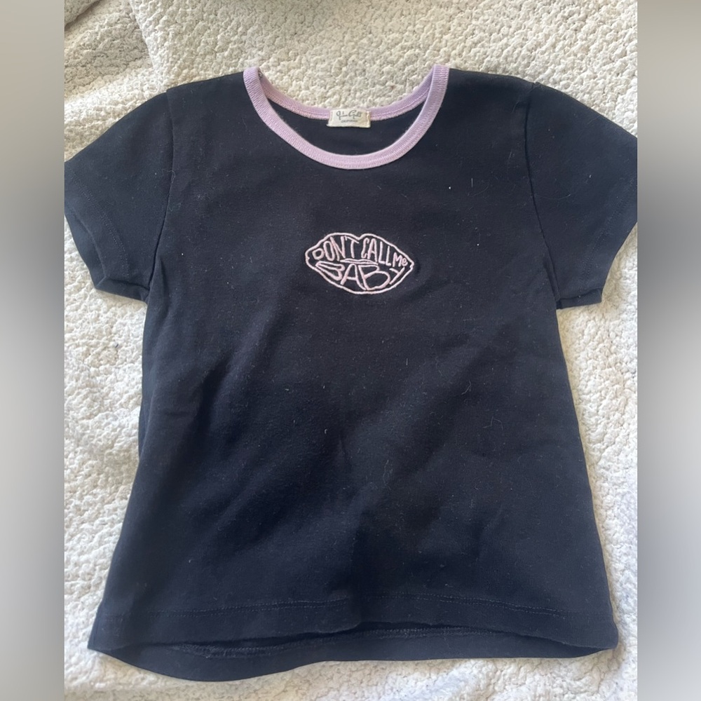 Brandy Melville Baby Tee with Purple Trim